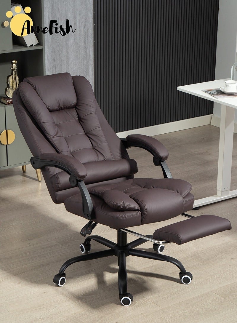 AnneFish Executive Ergonomic Cloud Office Chair Cat-Scratch-Resistant Leather Reclining Desk Computer Swivel Silent Wheel Adjustable Height High-Back Big Gaming Chair with Two Points Massage - Image 3