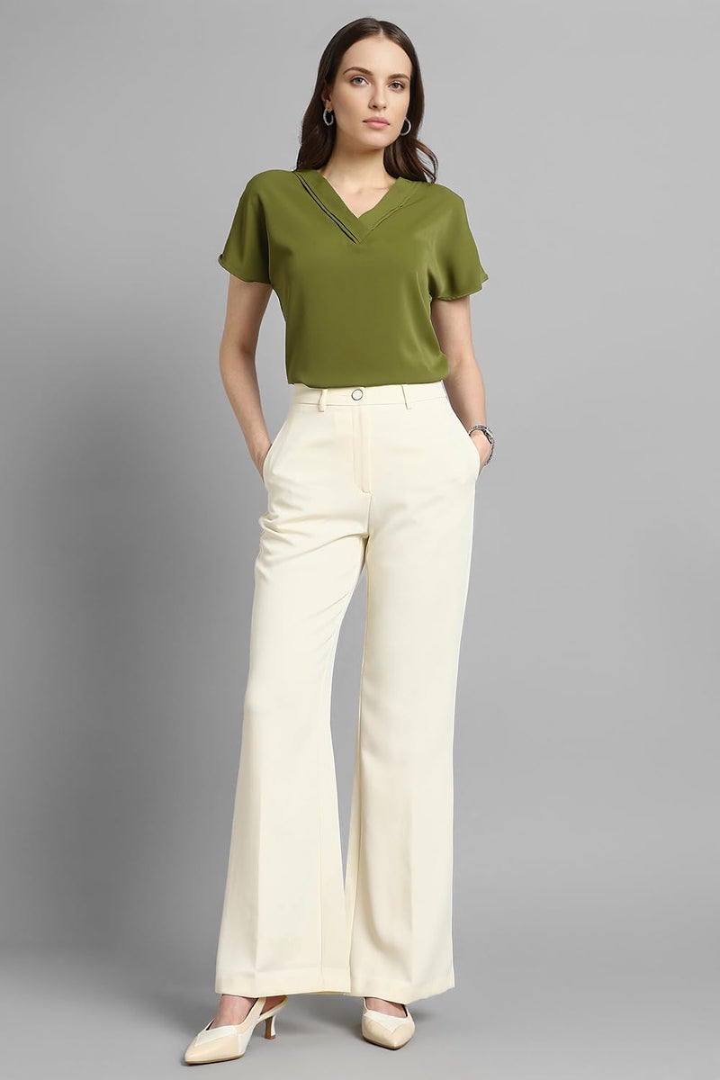 Van Heusen Women Polyester Solid Regular Fit T-Shirt (VWTSURGF164820_Olive, 2XL - Image 5