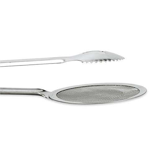 NFI essentials Stainless Steel 2 in 1 Fry Tool Filter Spoon Snack Strainer with Clip, Oil Frying Stainless Steel Mesh Kitchen Tool Ø9cm - Image 3