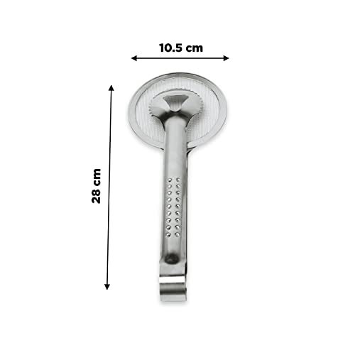 NFI essentials Stainless Steel 2 in 1 Fry Tool Filter Spoon Snack Strainer with Clip, Oil Frying Stainless Steel Mesh Kitchen Tool Ø9cm - Image 4