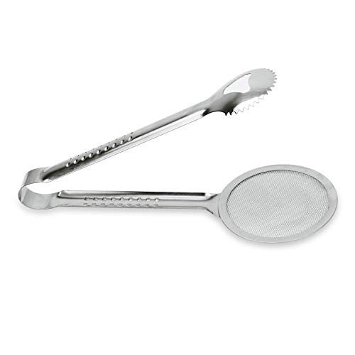 NFI essentials Stainless Steel 2 in 1 Fry Tool Filter Spoon Snack Strainer with Clip, Oil Frying Stainless Steel Mesh Kitchen Tool Ø9cm - Image 5