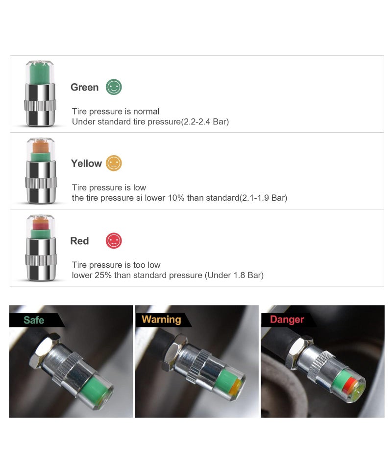 NUDFSY 8 Pcs Car Tyre Valve Caps, Tyre Pressure Monitoring, Tyre Pressure Monitoring System, Car Tire, Bikes, Trucks Motorcycles Tyre Valve Dust Car Accessories - Image 5