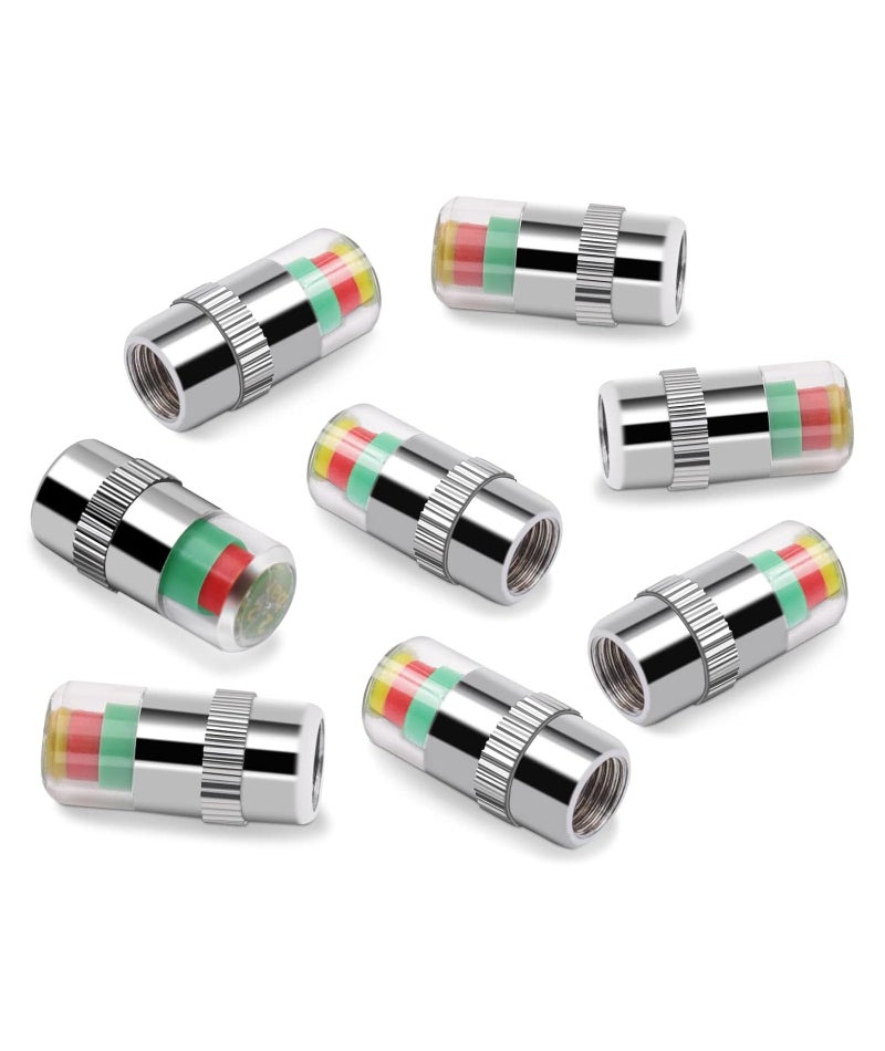 NUDFSY 8 Pcs Car Tyre Valve Caps, Tyre Pressure Monitoring, Tyre Pressure Monitoring System, Car Tire, Bikes, Trucks Motorcycles Tyre Valve Dust Car Accessories - Image 1