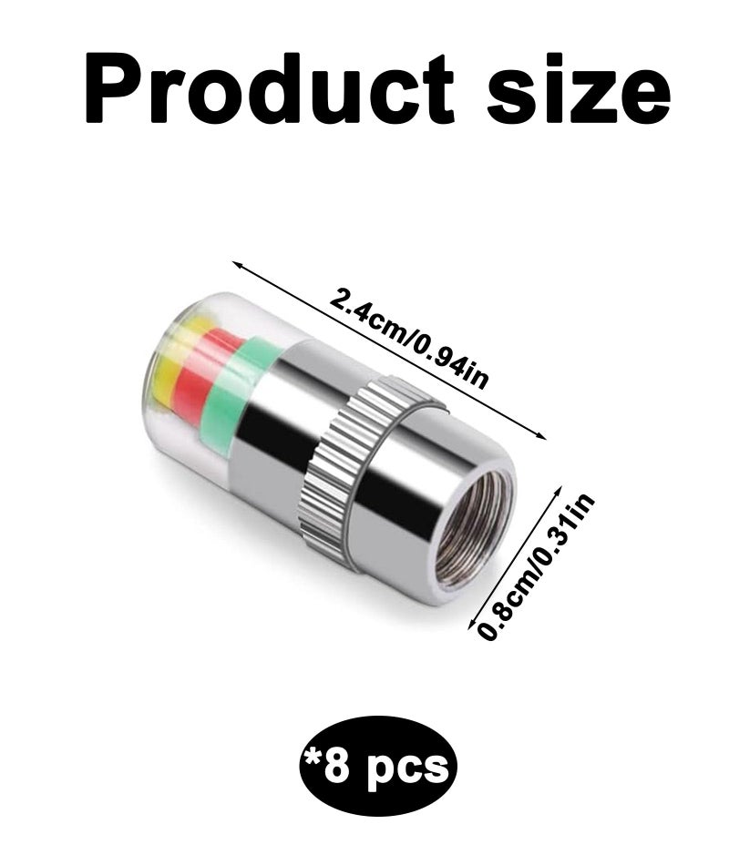 NUDFSY 8 Pcs Car Tyre Valve Caps, Tyre Pressure Monitoring, Tyre Pressure Monitoring System, Car Tire, Bikes, Trucks Motorcycles Tyre Valve Dust Car Accessories - Image 2