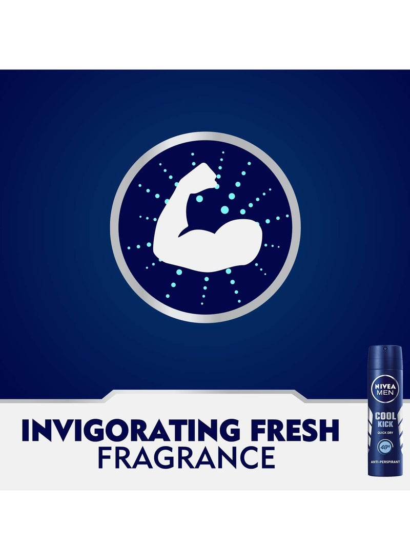 Nivea Coolkick 48 Hour Fast Dry Antiperspirant Spray, 150ml 150ml - Image 3