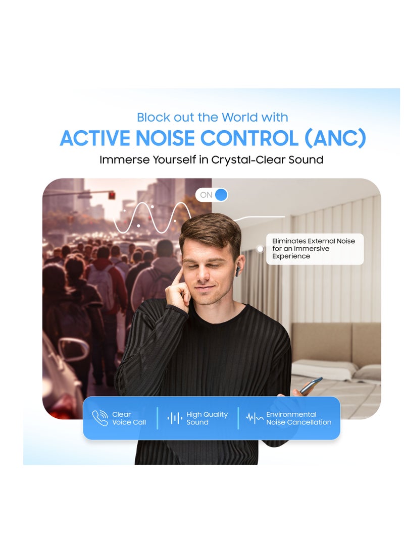 SWISS MILITARY - Swiss Military Victor RT75 PRO Active Noise Cancelling Earbuds - ENC & Transparency Mode, Hi-Res LDAC, Smart Touch Sensors, 180 Days Standby, 6Hr Music Time, Compatible with Android/iOS - Black - Image 1