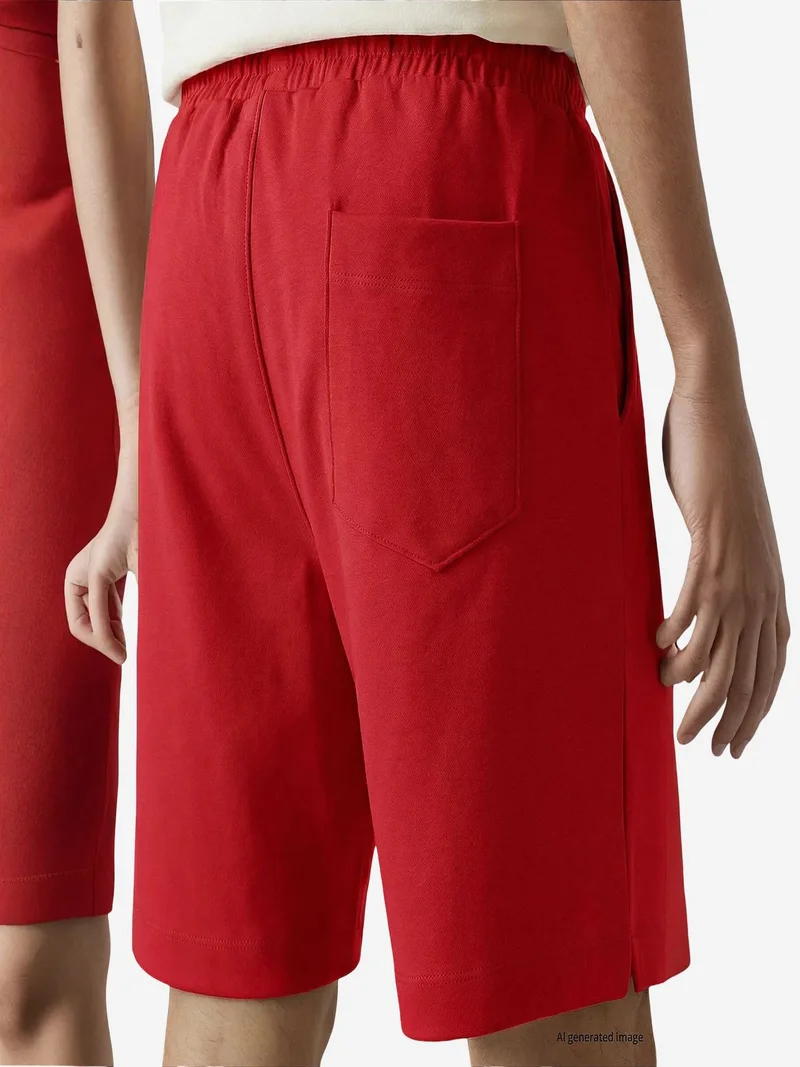 Tommylife Bright Orange TOMMY Men's Mid Waist Jersey Shorts for Men | Best Price UAE