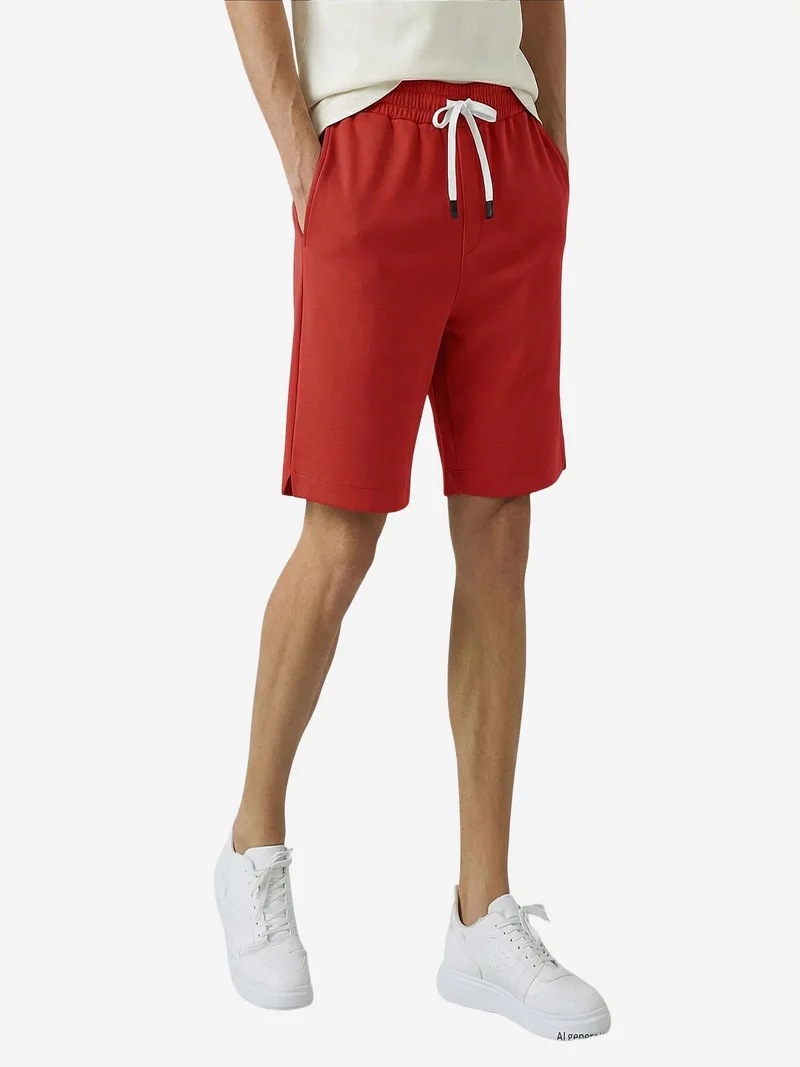 Tommylife Bright Orange TOMMY Men's Mid Waist Jersey Shorts for Men | Best Price UAE