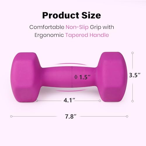 LIONSCOOL Neoprene Coated Dumbbell Weights (Purple 10lb Pair) - Image 4