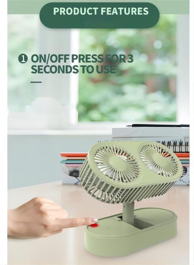 Loquat Small personal USB desktop folding fan portable mini electric table fan small dormitory low noise cooling fan, double head powerful fan, suitable for home bedroom office car outdoor travel - Image 3