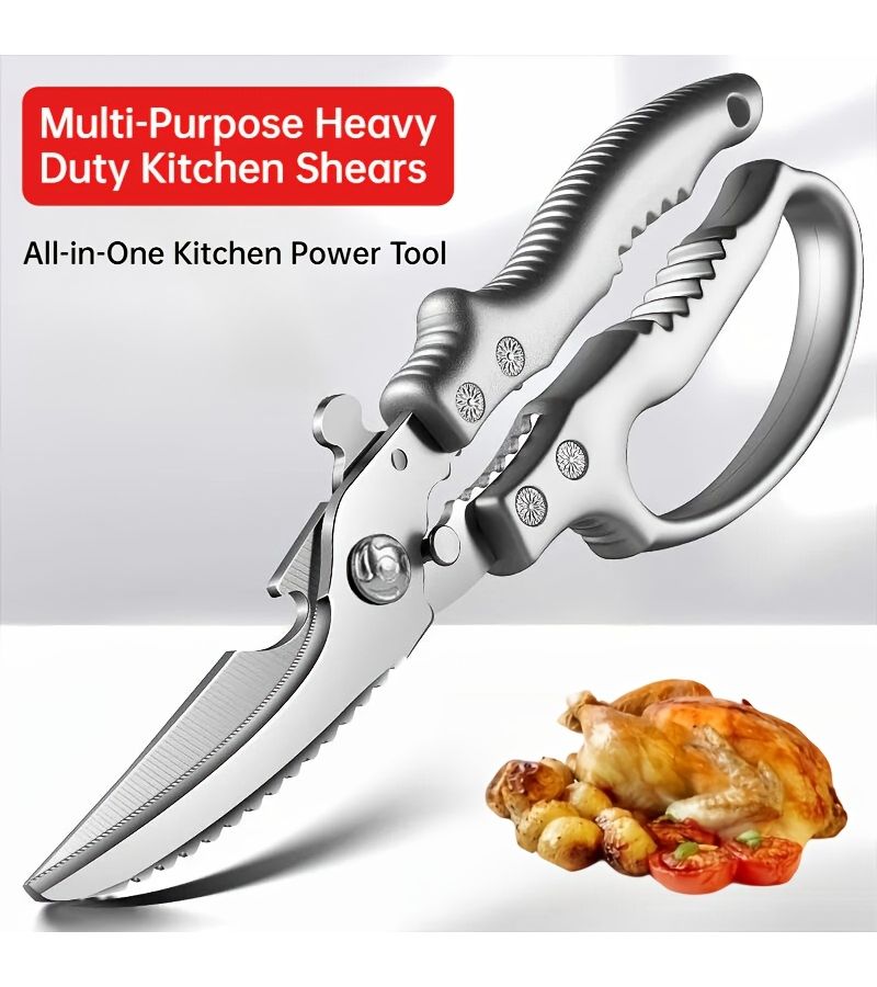 Heavy Duty Multi-Purpose Kitchen Bone Breaking Shears 1pc Non-Slip Handle Poultry Fish Shrimp Tool - Image 1