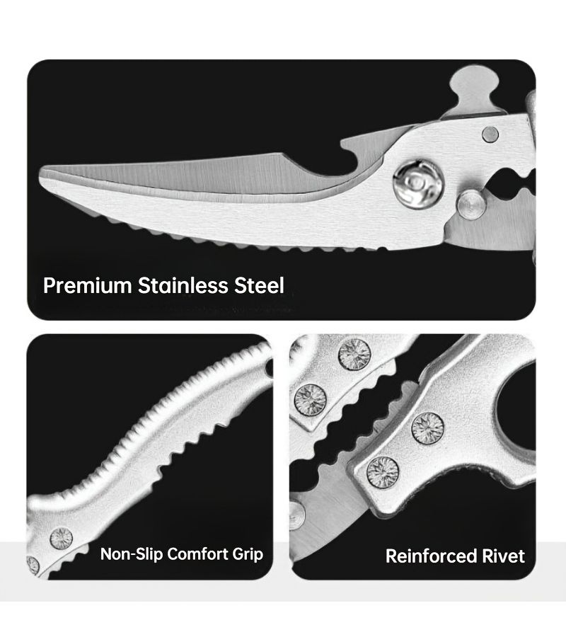 Heavy Duty Multi-Purpose Kitchen Bone Breaking Shears 1pc Non-Slip Handle Poultry Fish Shrimp Tool - Image 3