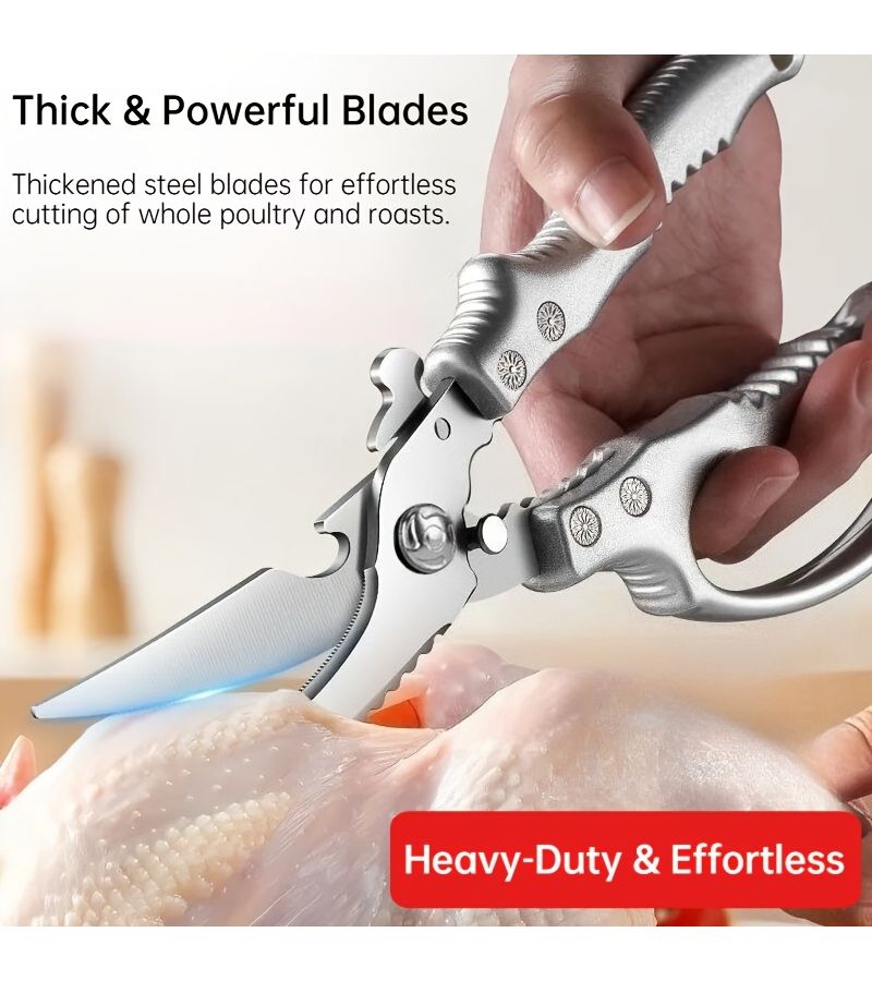 Heavy Duty Multi-Purpose Kitchen Bone Breaking Shears 1pc Non-Slip Handle Poultry Fish Shrimp Tool - Image 2
