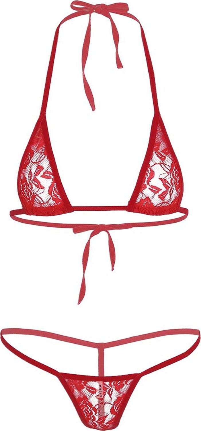 Liona Plus Size Fantasy Underwear Lace Red Fantasy Bra Panties Underwear Set - Image 4
