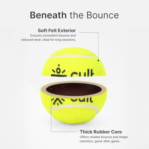 CULT Tennis Cricket Balls Green – Pack of 6 Practice & Training Balls for Men, Women & Kids Durable Rubber Core, Soft Felt Cover, High Bounce, All-Court Use - Image 3