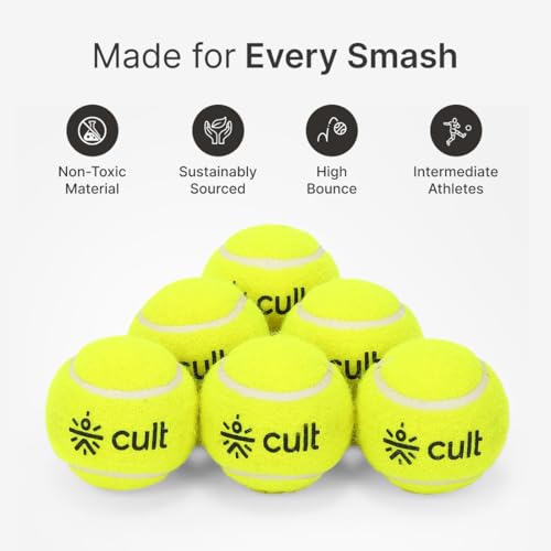CULT Tennis Cricket Balls Green – Pack of 6 Practice & Training Balls for Men, Women & Kids Durable Rubber Core, Soft Felt Cover, High Bounce, All-Court Use - Image 5