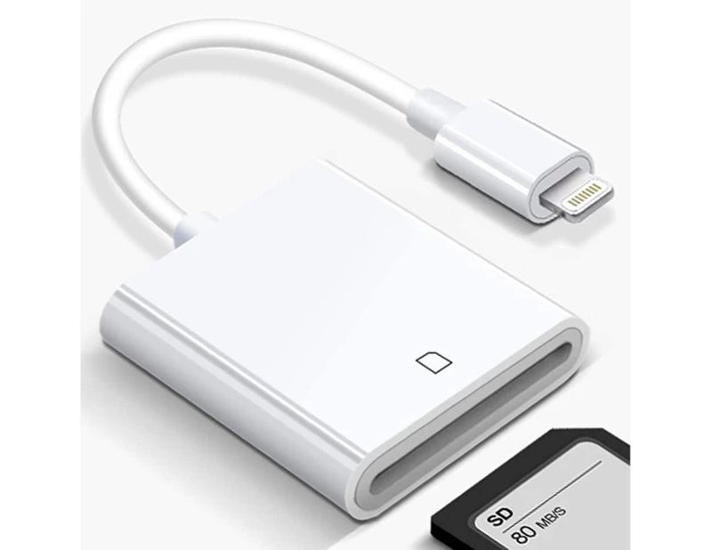 Lightning To SD Card Camera Reader: 20MB/s To 30MB/s High Speed Data Transmission - No App Required, Lightweight Durable Short Cable Design For iPhone iPad Photo Video Transfer