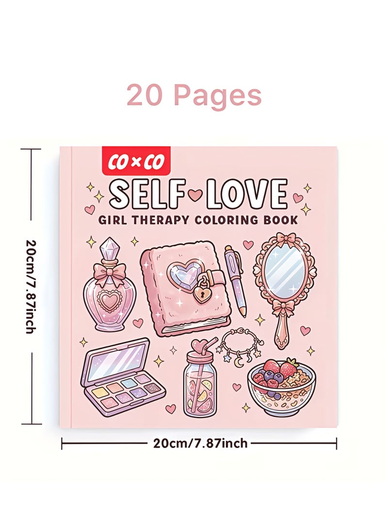 كتاب تلوين حب الذات والعلاج الفني للفتيات - مشاهد دافئة للعناية بالنفس وأدوات تجميل، 20 صفحة بجهة واحدة (20x20 سم) - Image 2