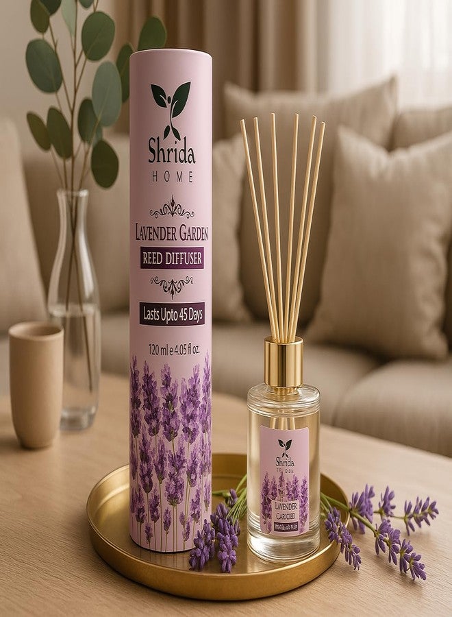 Shrida 120 ml Lavender Garden Reed Diffuser Refill, Includes 6 Rattan Reed Sticks, Long Lasting & Smoke-Free Room Freshener, Calming Lavender Aroma for Home, Bedroom, Living Room, Office, Toxin Free - Image 2