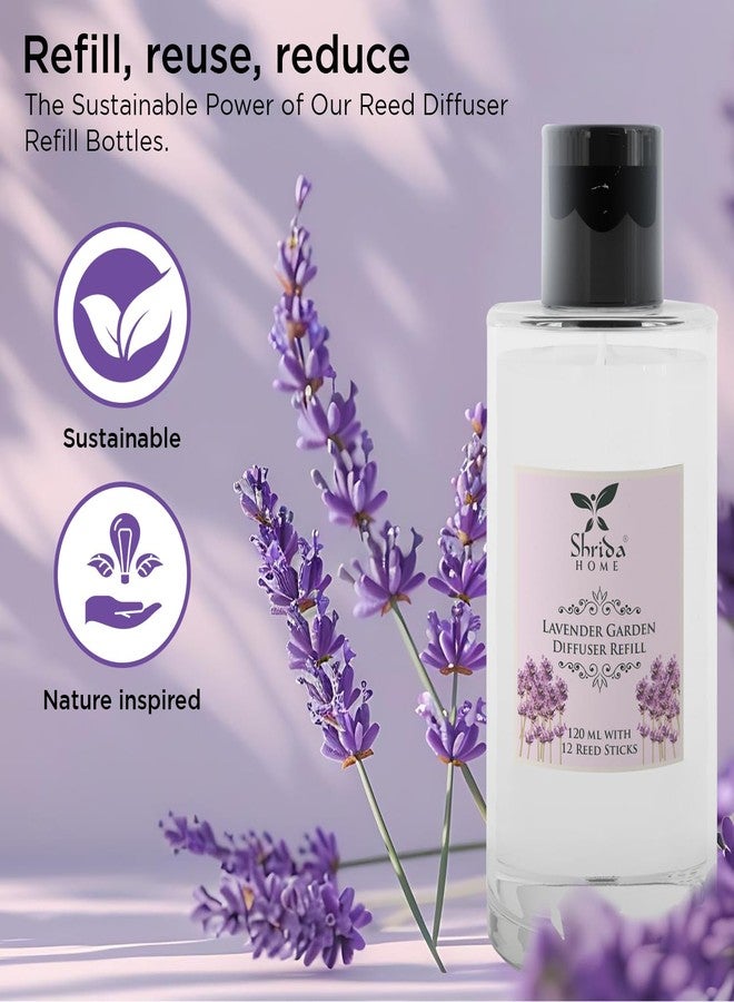 Shrida 120 ml Lavender Garden Reed Diffuser Refill, Includes 6 Rattan Reed Sticks, Long Lasting & Smoke-Free Room Freshener, Calming Lavender Aroma for Home, Bedroom, Living Room, Office, Toxin Free - Image 4