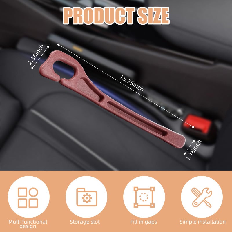 FFKQBH No Drop Seat Guard, Car Seat Gap Filler, Drop seat Gap fillers Between Seat and Console Stop Things from Dropping (Brown) - Image 3