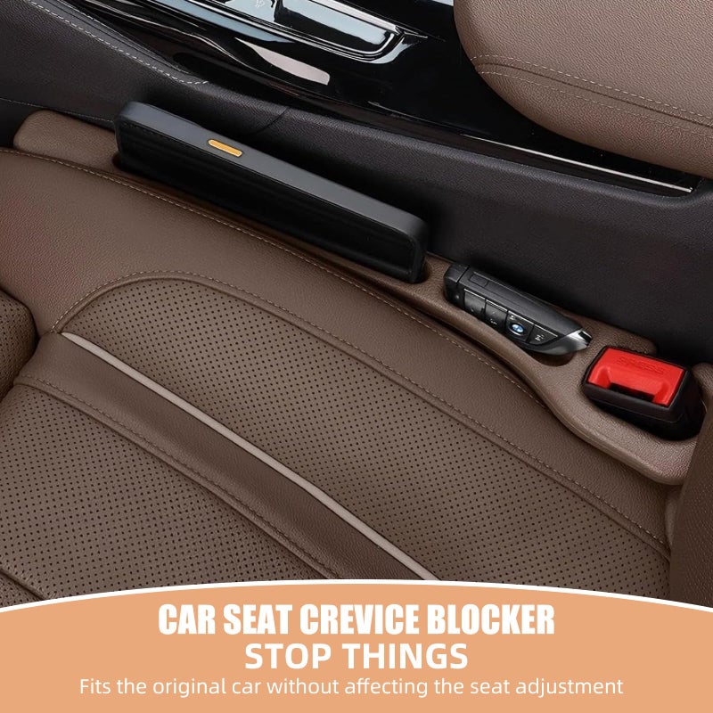 FFKQBH No Drop Seat Guard, Car Seat Gap Filler, Drop seat Gap fillers Between Seat and Console Stop Things from Dropping (Brown) - Image 2