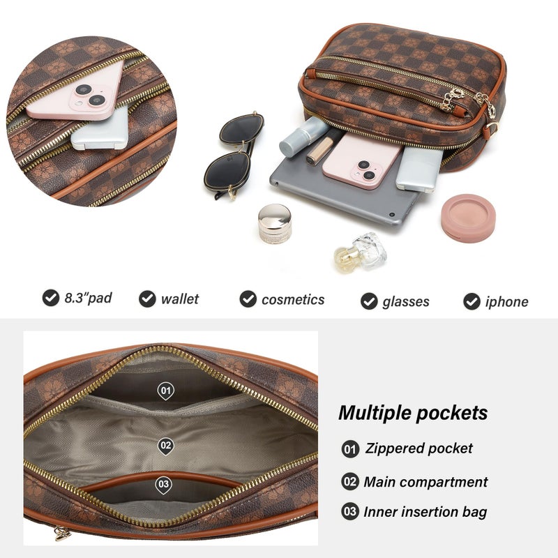 Makes Crossbody Bags for Women Small Crossbody Purses Checkered Leather with Adjustable Shoulder Straps Mothers Wife Mom Gifts - Image 3