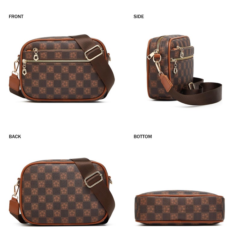 Makes Crossbody Bags for Women Small Crossbody Purses Checkered Leather with Adjustable Shoulder Straps Mothers Wife Mom Gifts - Image 4