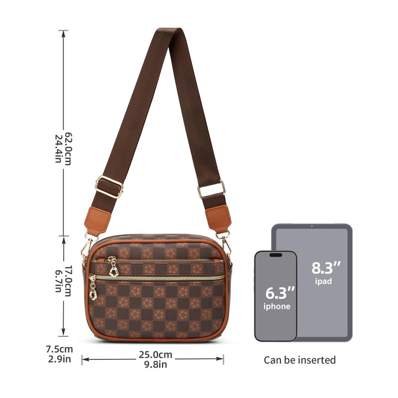 Makes Crossbody Bags for Women Small Crossbody Purses Checkered Leather with Adjustable Shoulder Straps Mothers Wife Mom Gifts - Image 5
