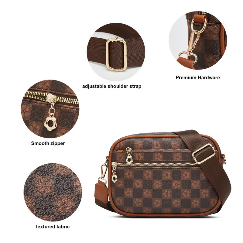 Makes Crossbody Bags for Women Small Crossbody Purses Checkered Leather with Adjustable Shoulder Straps Mothers Wife Mom Gifts - Image 2