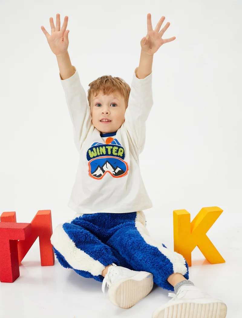 KOTON Sweatshirt Winter Themed Printed Long Sleeve Crew Neck