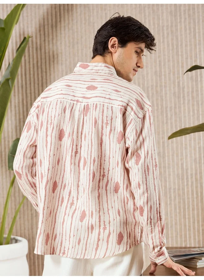 Beyoung Mauve Tie and Dye Printed Urban Shirt