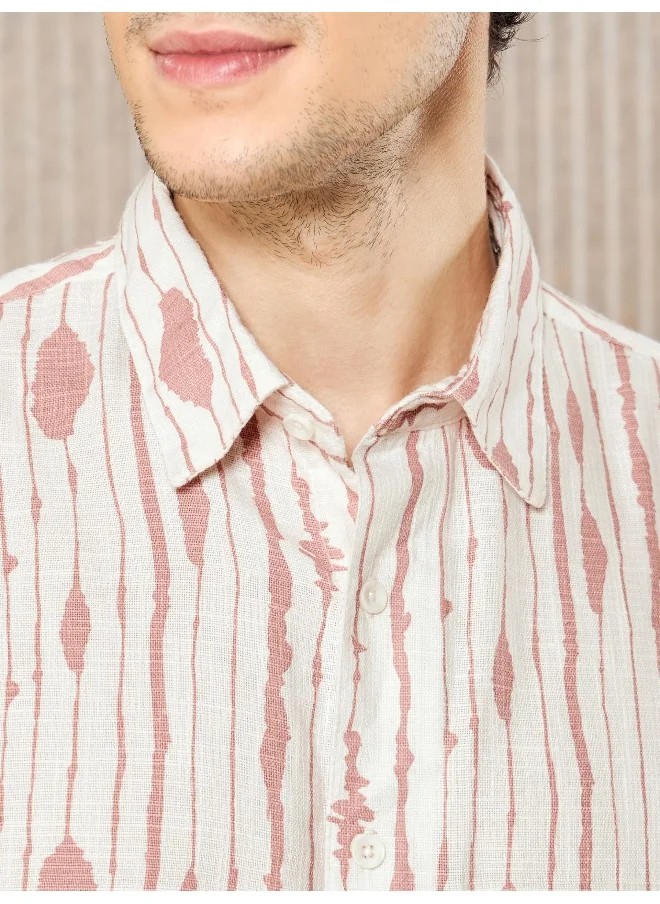 Beyoung Mauve Tie and Dye Printed Urban Shirt