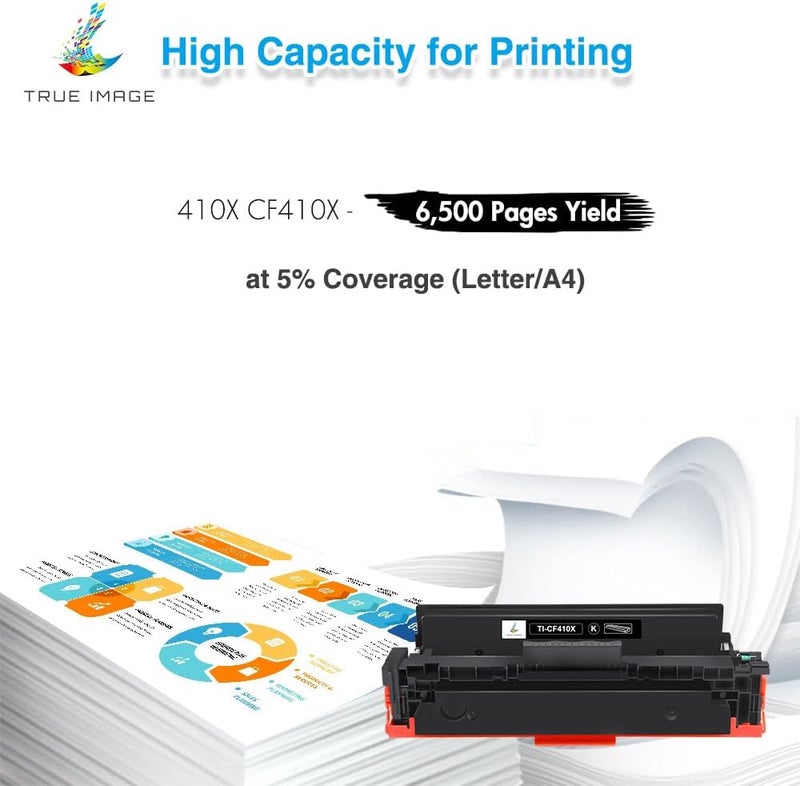TRUE IMAGE Compatible Toner Cartridge Replacement for HP 410X CF410X CF410A 410A M477 M452 Color Pro MFP M477fdw M477fnw M452dw M477fdn M452nw M452dn M377dw Printer Ink (Black, 1-Pack) - Image 3