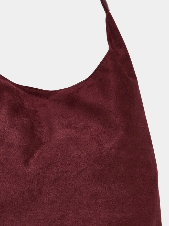 Styli  Burgundy Suede Hobo Bag with Pouch for Women | Best Price UAE