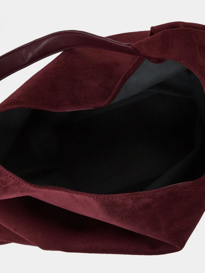 Styli  Burgundy Suede Hobo Bag with Pouch for Women | Best Price UAE