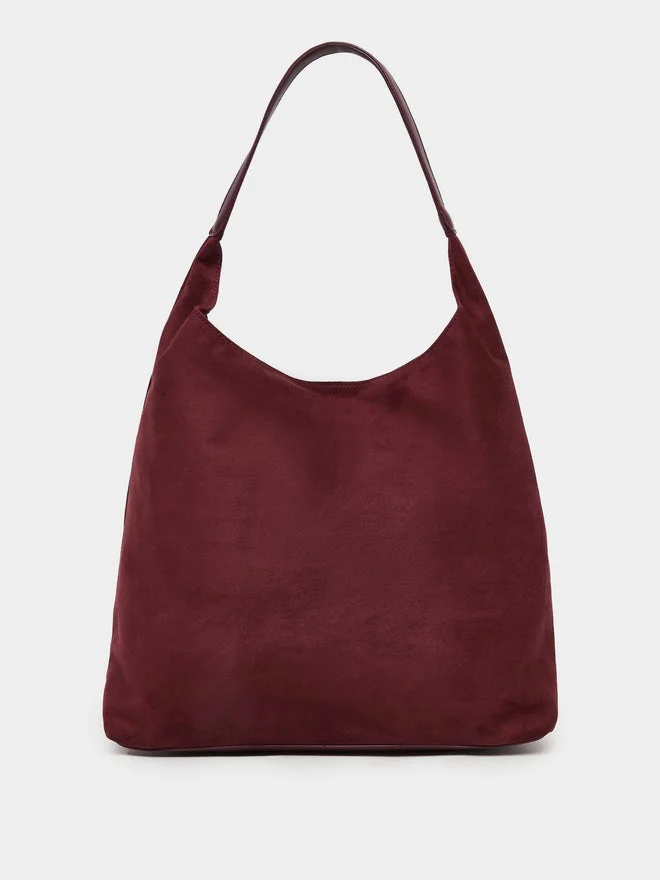 Styli  Burgundy Suede Hobo Bag with Pouch for Women | Best Price UAE