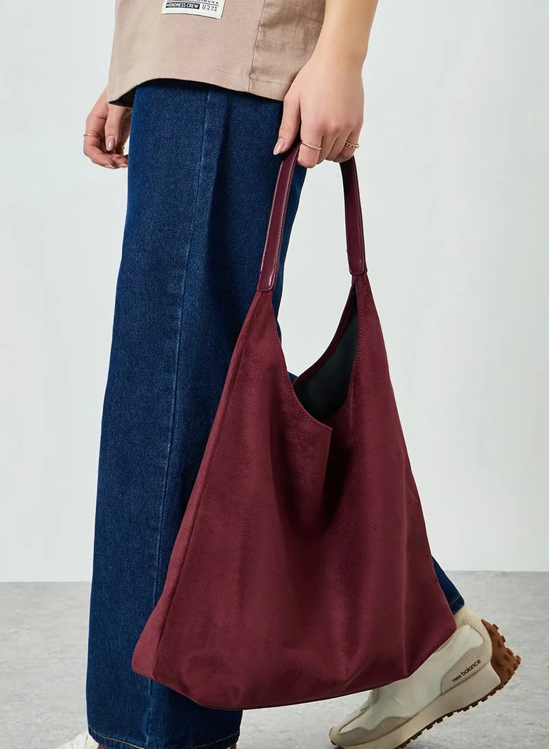 Styli  Burgundy Suede Hobo Bag with Pouch for Women | Best Price UAE