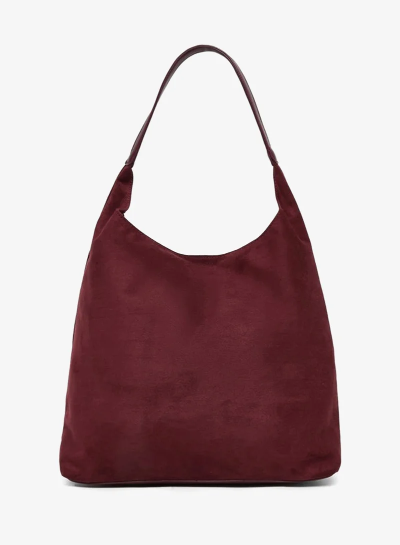 Styli Burgundy Suede Hobo Bag with Pouch