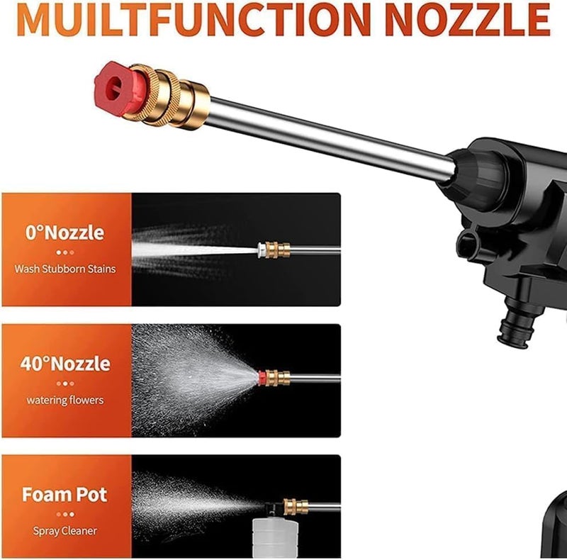 EXOFLY Wireless High Pressure Washer for Car Washing 48V Rechargeable Electric Pressure Washer Gun Machine Tool for Bike Cleaning Gardening with Adjustable 3 in 1 Nozzle and 5M Hose PipeWasher Kit - Image 3