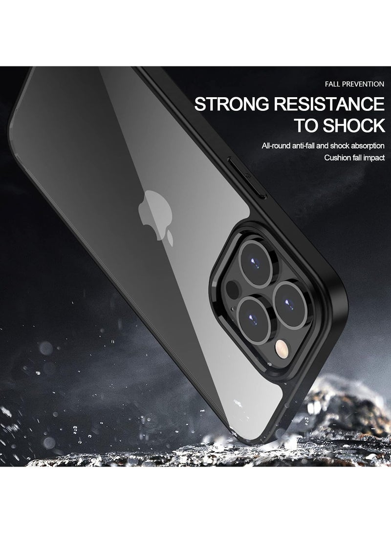 حافظة شفافة مقاومة للصدمات لهاتف آيفون 11 برو لا تصفر، حماية من السقوط العسكري، خلفية شفافة صلبة بأربع وسائد هوائية للحماية من السقوط، غطاء هاتف 5.8 بوصة أسود - Image 2