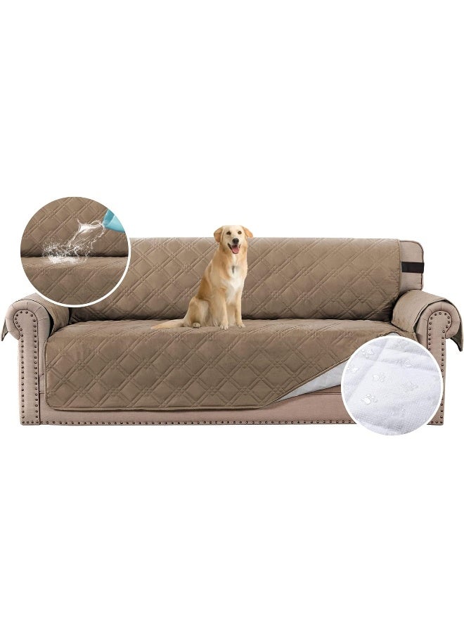H.VERSAILTEX HVERSAILTEX 100 Waterproof Sofa Slipcover Washable Sofa Cover NonSlip Couch Cover for 3 Cushion Cover Furniture Protector for Pets Couch Slipcovers with Puppy Paw Silicone Backing Sofa Taupe  - Image 2