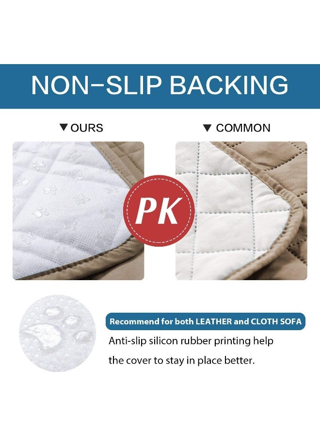 H.VERSAILTEX HVERSAILTEX 100 Waterproof Sofa Slipcover Washable Sofa Cover NonSlip Couch Cover for 3 Cushion Cover Furniture Protector for Pets Couch Slipcovers with Puppy Paw Silicone Backing Sofa Taupe  - Image 5