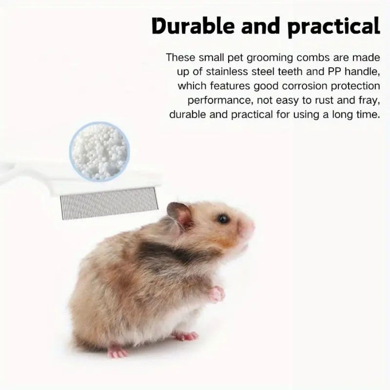 VAYINATO ® 2 Pcs (Large & Small) Stainless Steel Flea Comb for Guinea Pig, Hamster, Rabbit – Pet Grooming Tool for Tangles, Fleas, Tear Stains | Durable & Gentle Hair Removal - Image 3