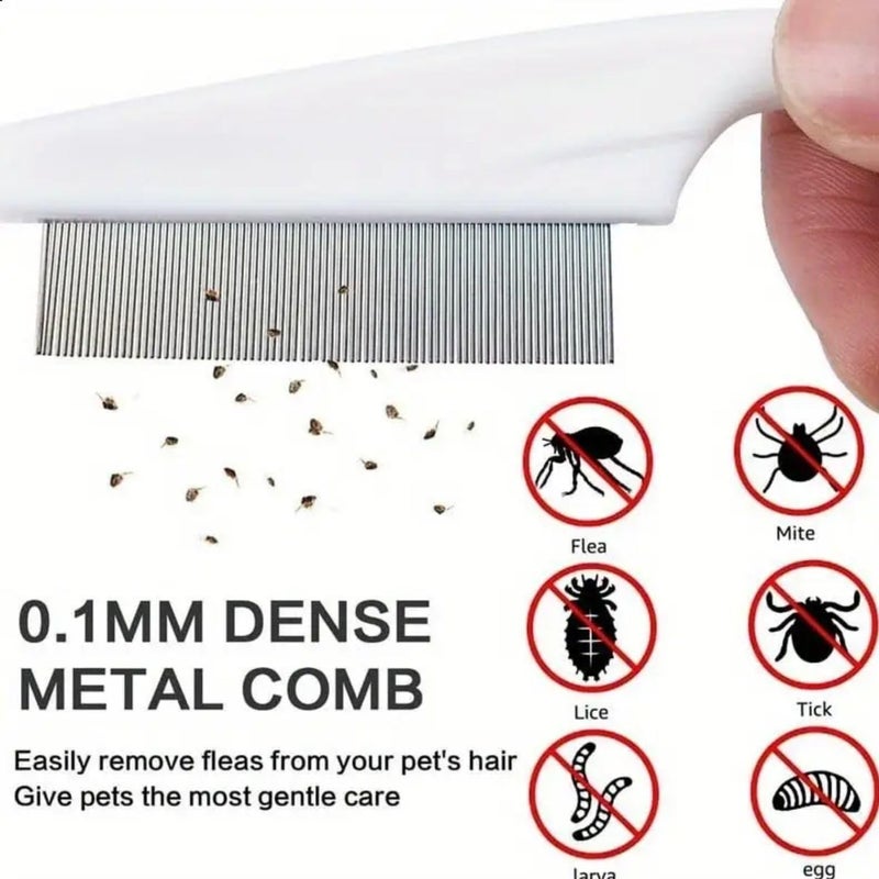 VAYINATO ® 2 Pcs (Large & Small) Stainless Steel Flea Comb for Guinea Pig, Hamster, Rabbit – Pet Grooming Tool for Tangles, Fleas, Tear Stains | Durable & Gentle Hair Removal - Image 2