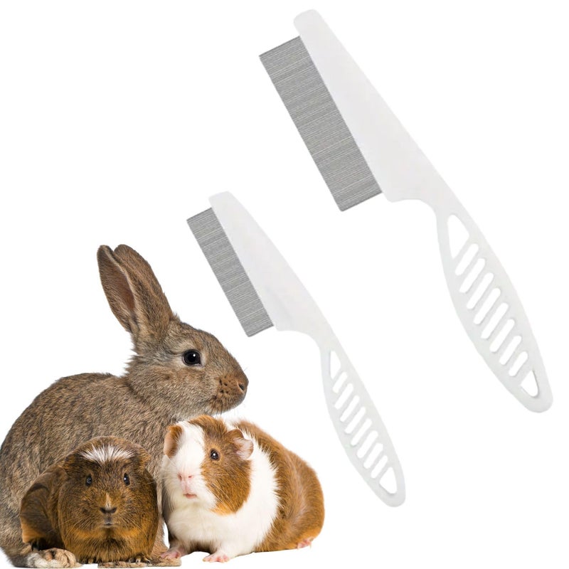 VAYINATO ® 2 Pcs (Large & Small) Stainless Steel Flea Comb for Guinea Pig, Hamster, Rabbit – Pet Grooming Tool for Tangles, Fleas, Tear Stains | Durable & Gentle Hair Removal - Image 1