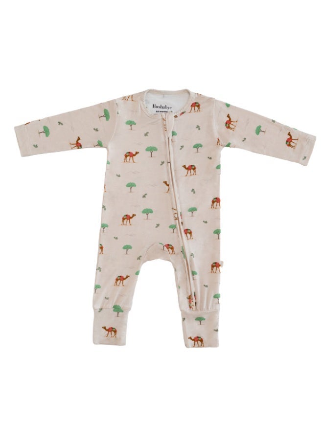 Hushabye – Zippered Baby Sleepsuit – Bamboo – Camel - Image 2