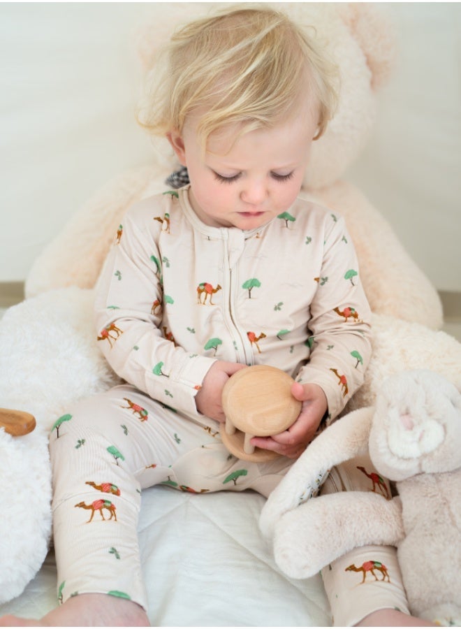 Hushabye – Zippered Baby Sleepsuit – Bamboo – Camel - Image 3