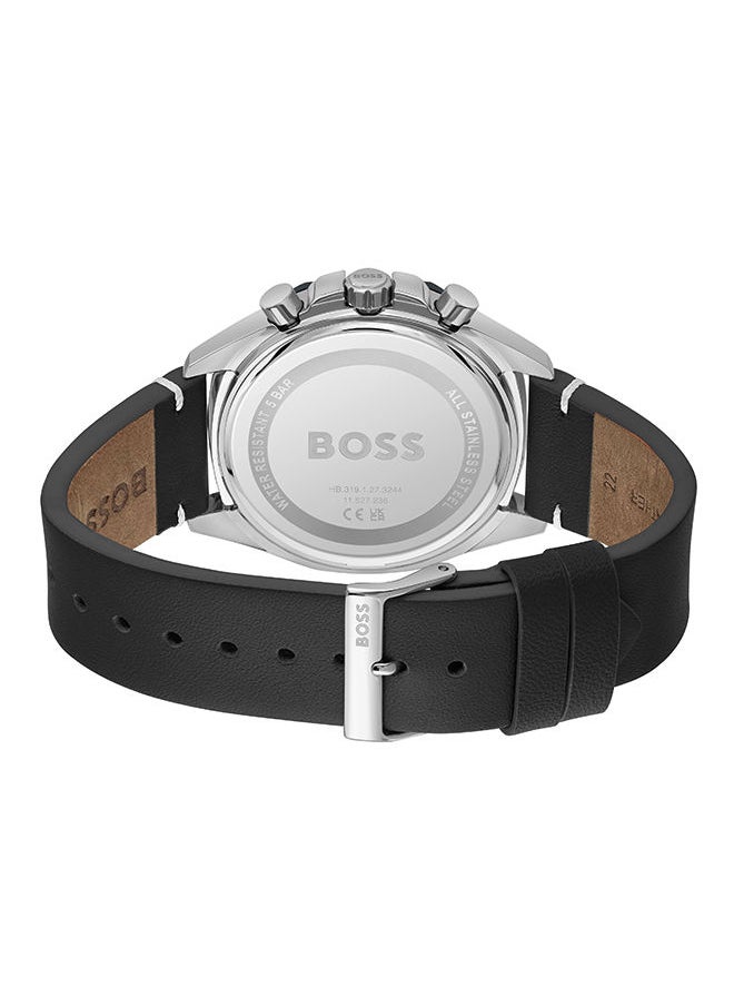 HUGO BOSS - Men Chronograph Round Shape Leather Wrist Watch 44 mm - Image 1