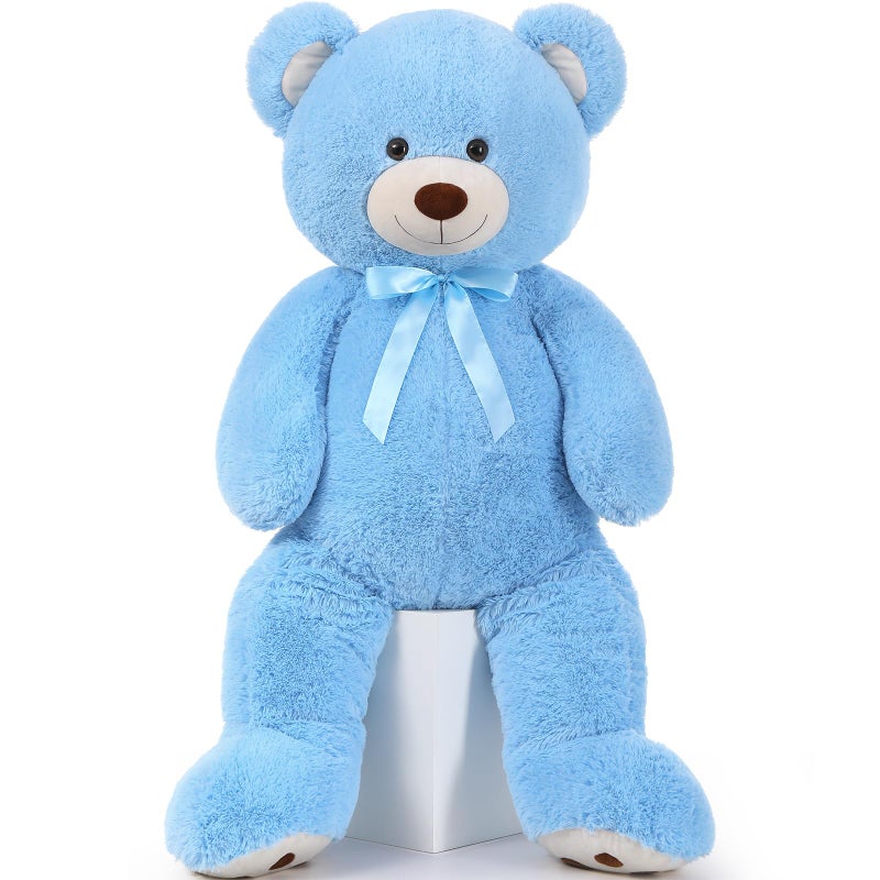 MorisMos 47inch Giant Teddy Bear Stuffed Animal 4ft Big Teddy Bear Plush for Baby Shower Life Size Stuffed Bear Gifts for Kids Girls Girlfriend Women on Valentine Christmas BirthdayBlue - Image 3